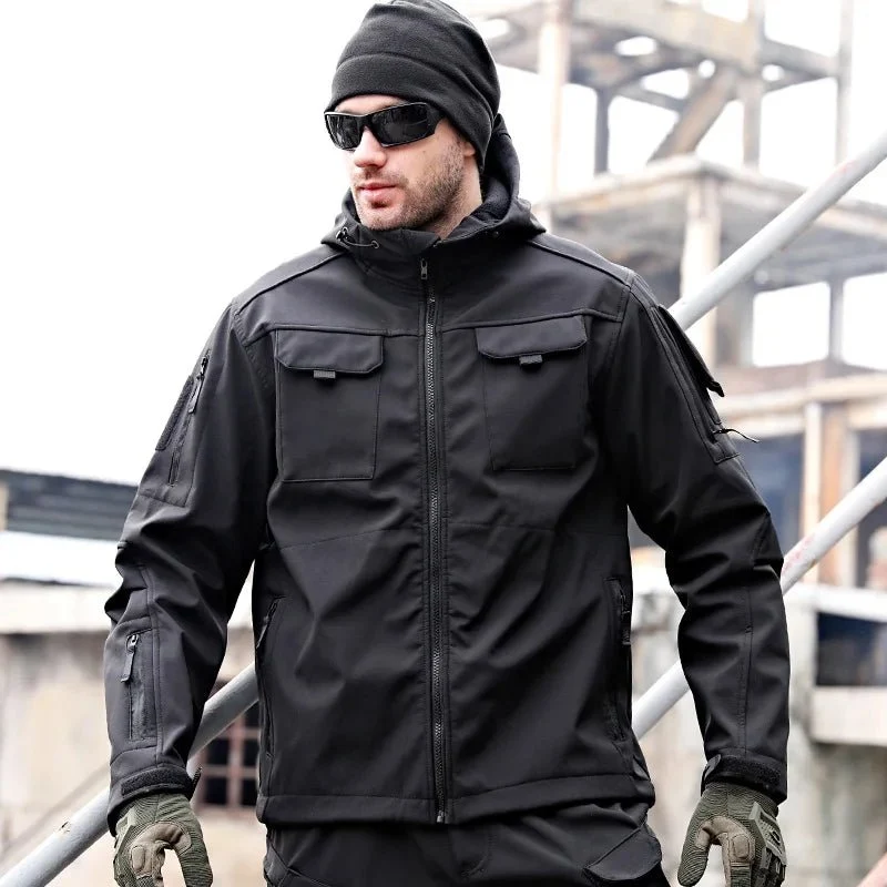 Heren outdoor klimjas - Fleecegevoerd, verdikte lange mouwen, ritssluiting, zachte opstaande kraag, jas voor herfst en winter
