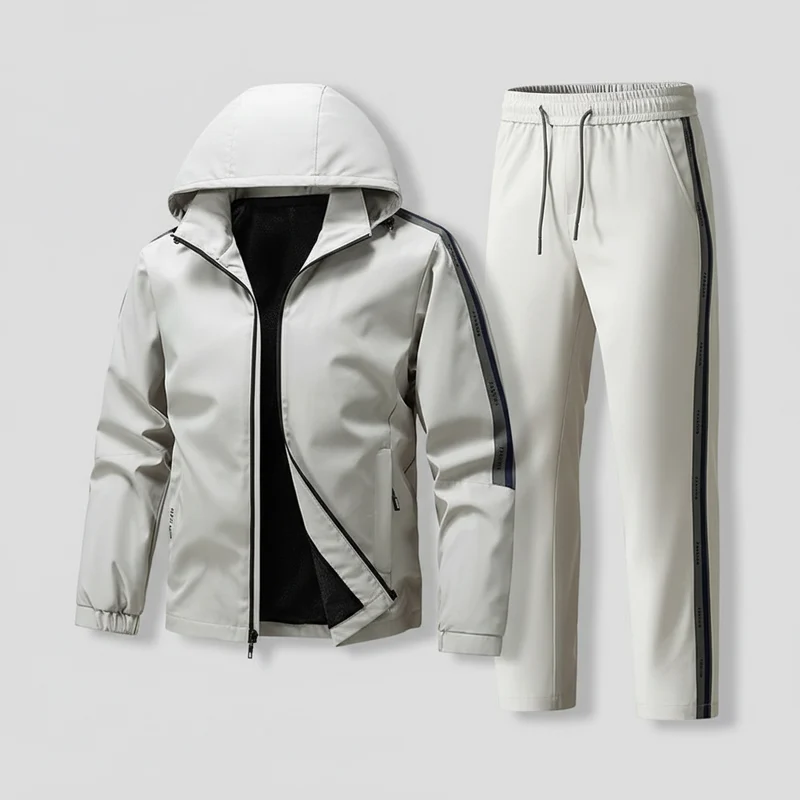 Verbeter je prestaties met onze sportieve hoodie-trainingsset voor heren.