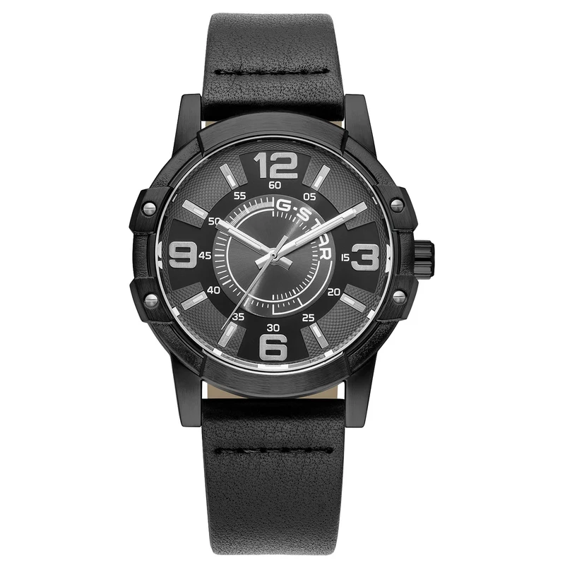 G-STAR Constructed Zwart Leren Herenhorloge GSW.506.02
