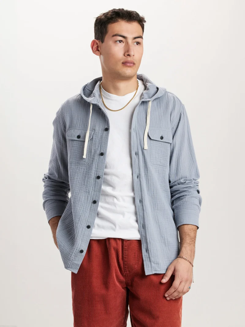 Hughie Gauze Button-Up Hoodie