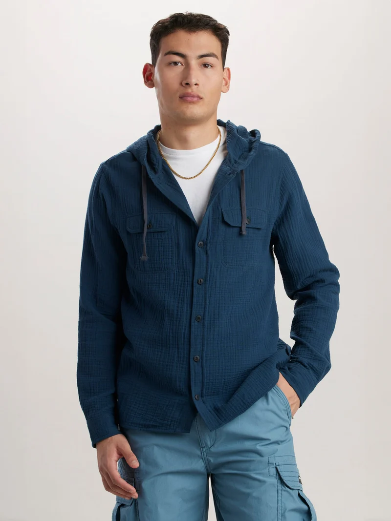 Hughie Gauze Button-Up Hoodie