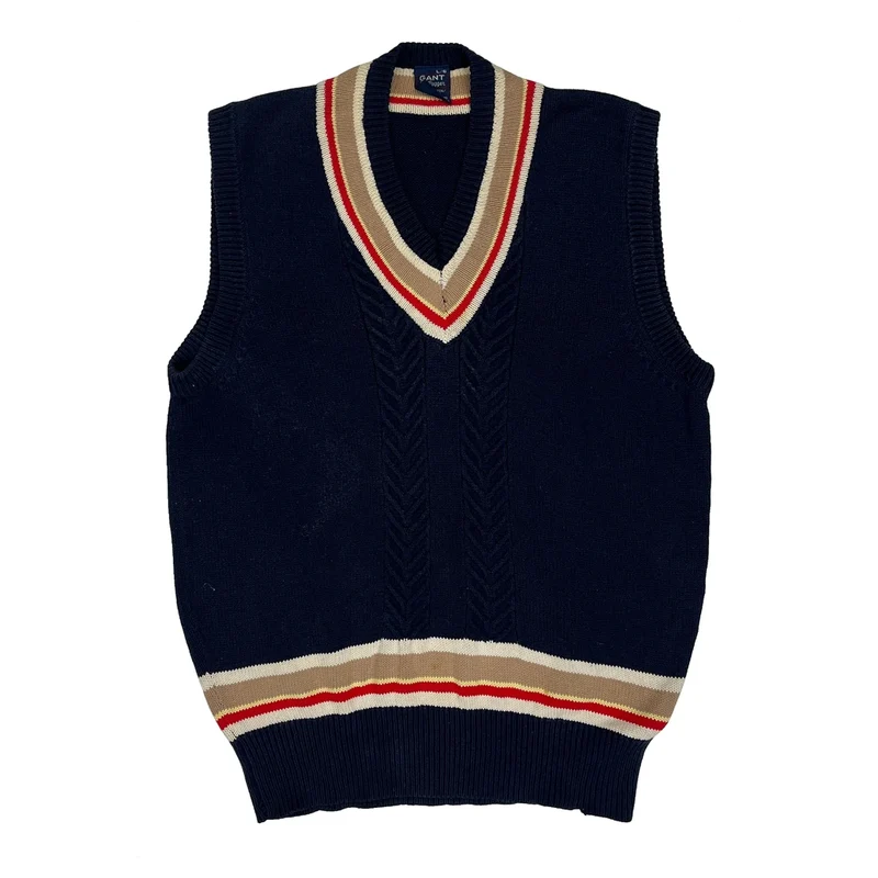Gant Sweater Vest - Large Navy Cotton