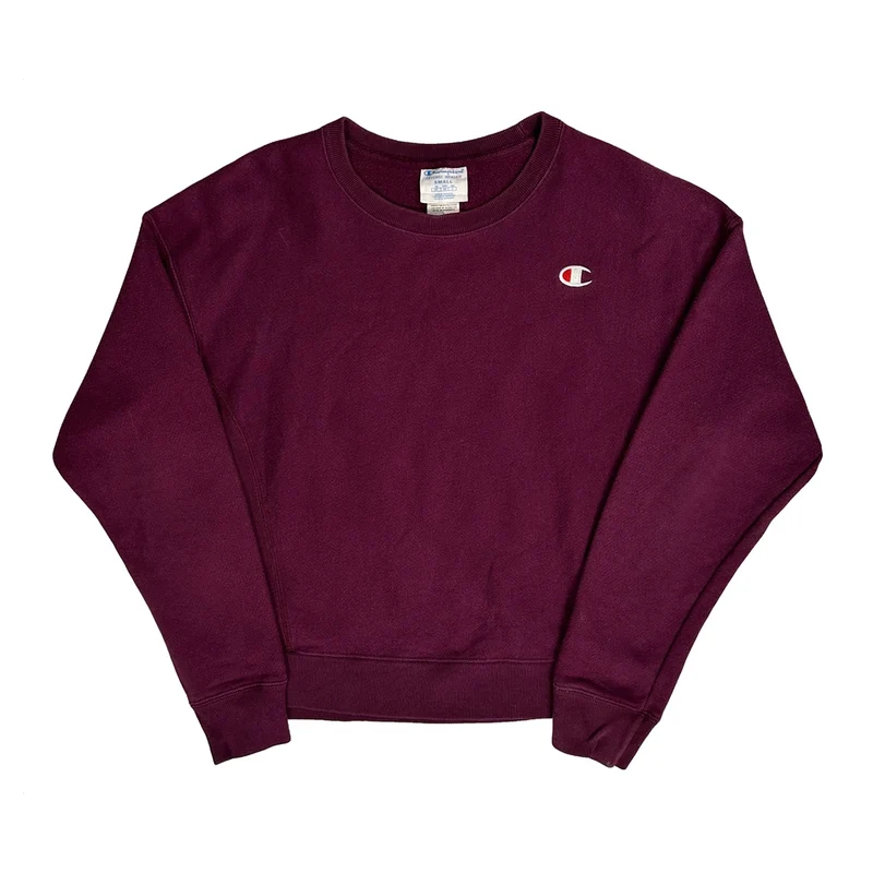 Reverse Weave Champion Sweatshirt - Small Burgundy Cotton Blend