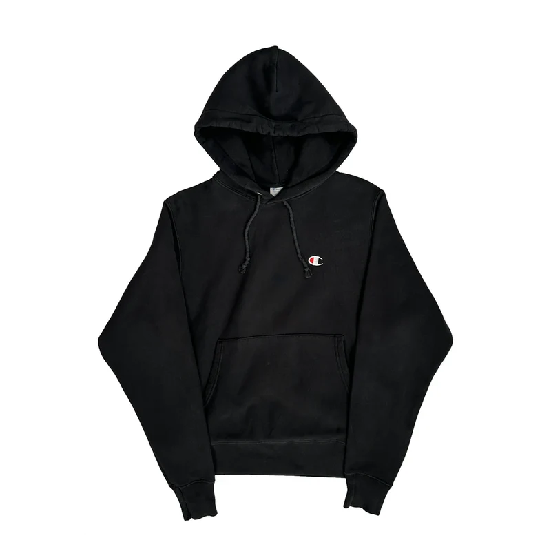 Reverse Weave Champion Hoodie - Small Black Cotton