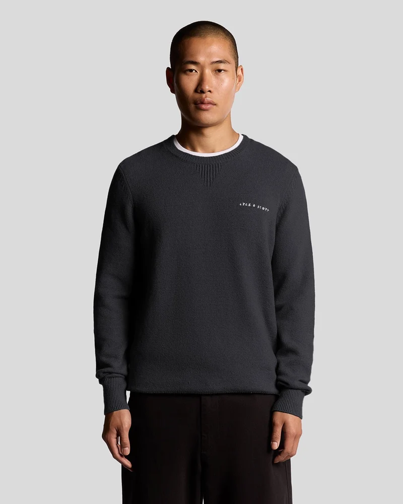 Knitted Script Crew Neck Jumper