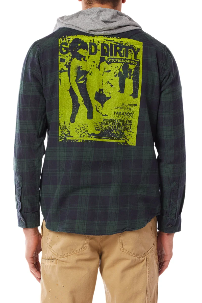 Graphic Switchback Flannel Hoodie