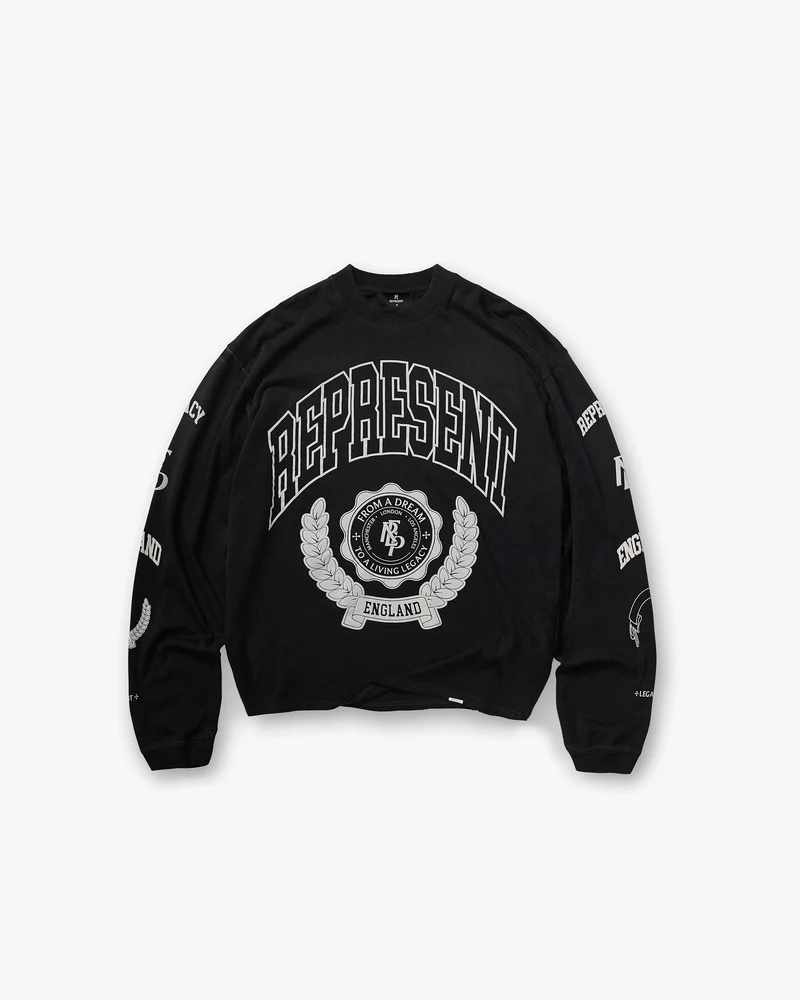 Legacy Crest Long Sleeve T-Shirt - Stained Black