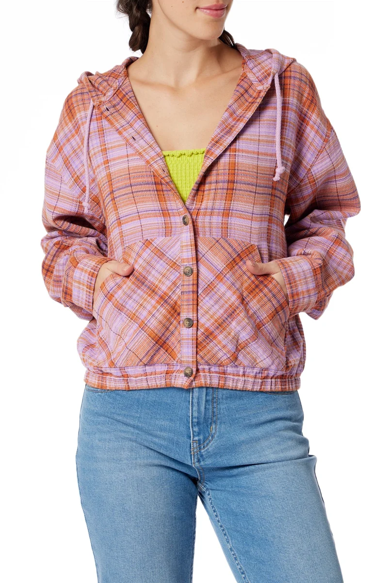 Elton Plaid Button-Up Hoodie
