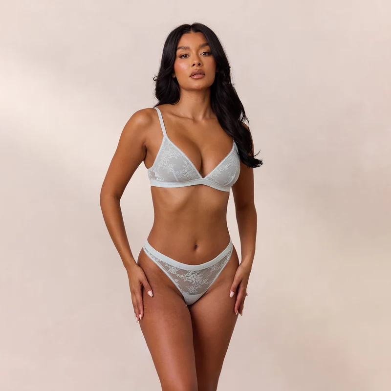 Lace Triangle Bralette - Blauw