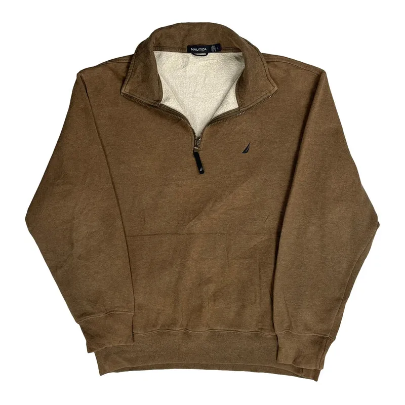 Nautica 1/4 Zip - Large Brown Cotton