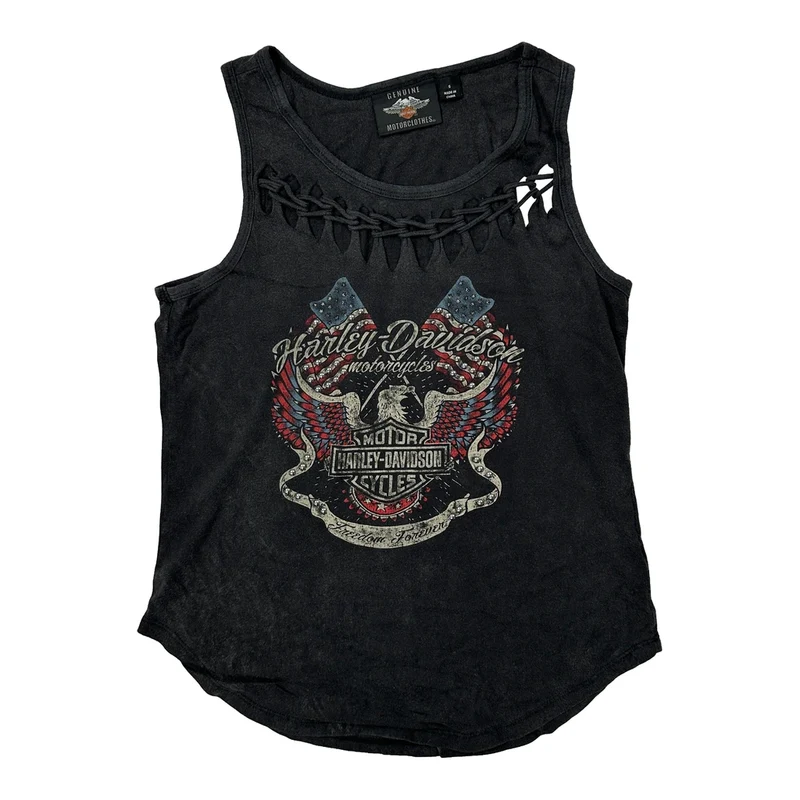 Girls Harley Davidson Motorcycles Vest - Small Black Cotton