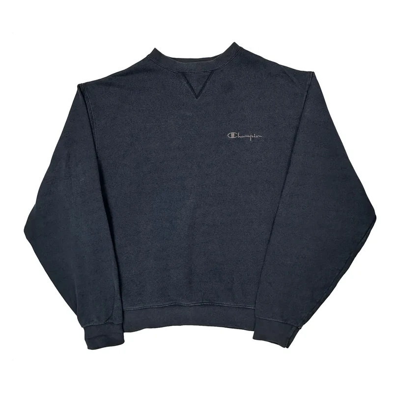 80S 90S Champion Sweatshirt - Large Blue Cotton