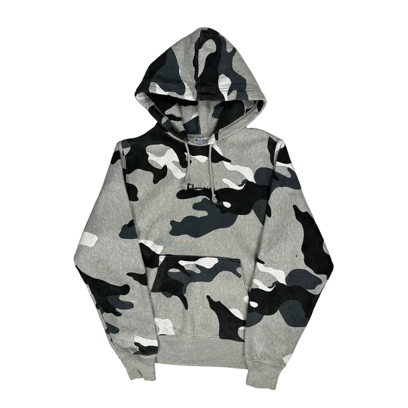 Reverse Weave Champion Camo Hoodie - Medium Grey Cotton