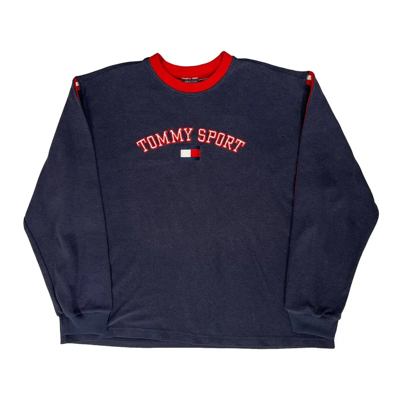 Tommy Jeans Spellout Sweatshirt - XL Blue Polyester Blend