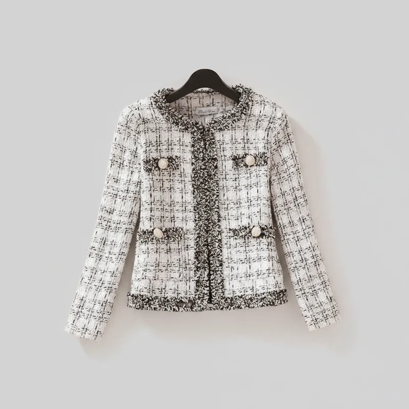 Dames tweedjasjes, trendy lente, korte jas met jokerprint, temperamentvolle, kleine, geurige tweedjas/vest