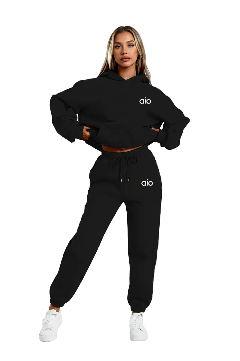 Dames hoodie set in monochrome kleuren - Geef je casual stijl een boost met comfort en een trendy look.