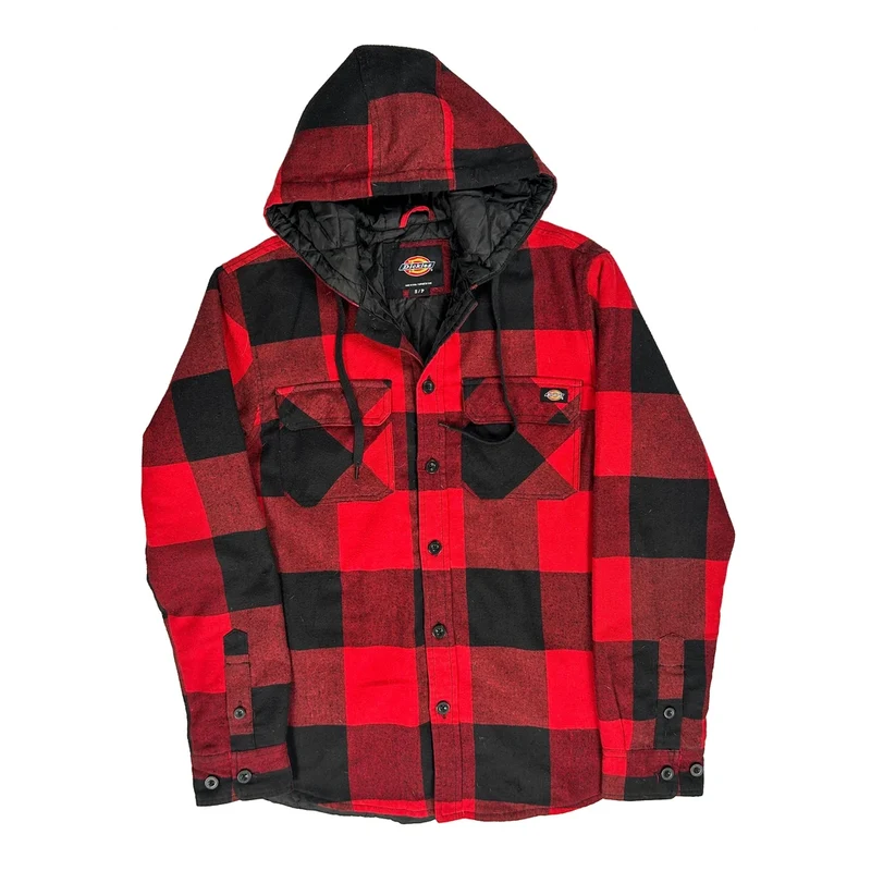 Dickies Checked Jacket - Small Red Polyester