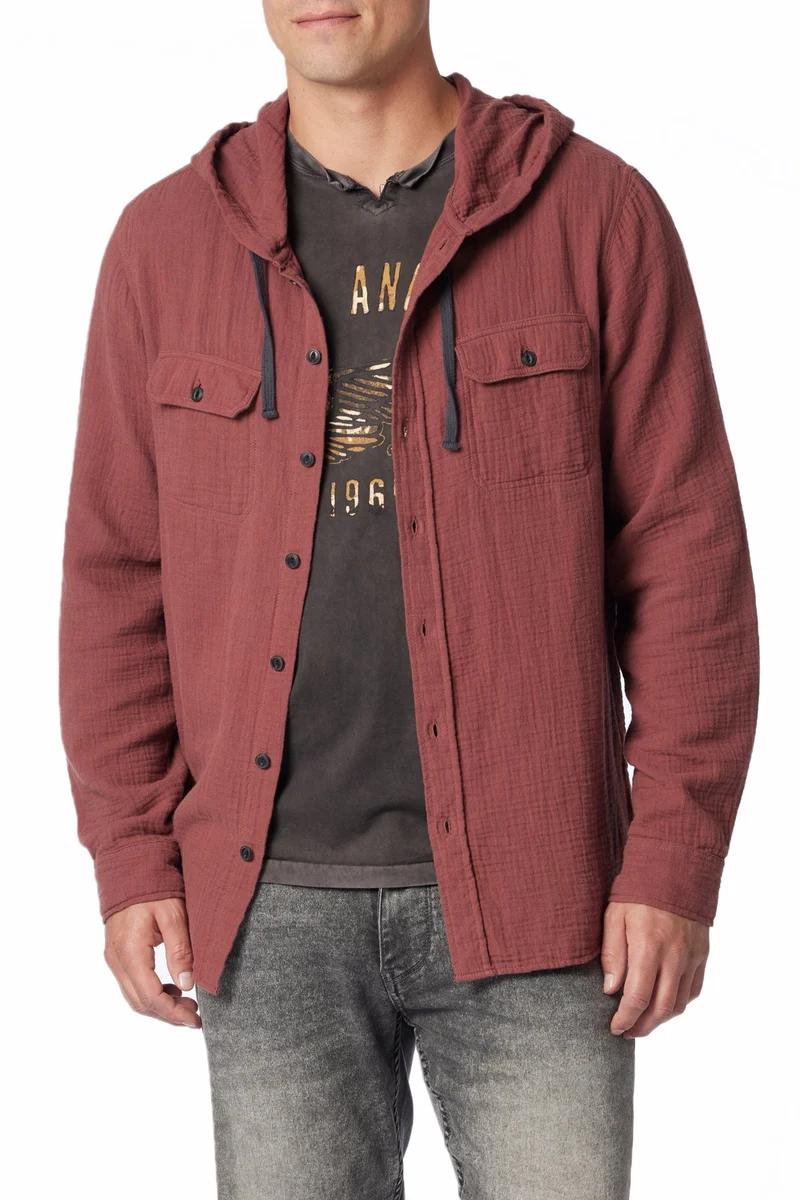 Hughie Gauze Button-Up Hoodie