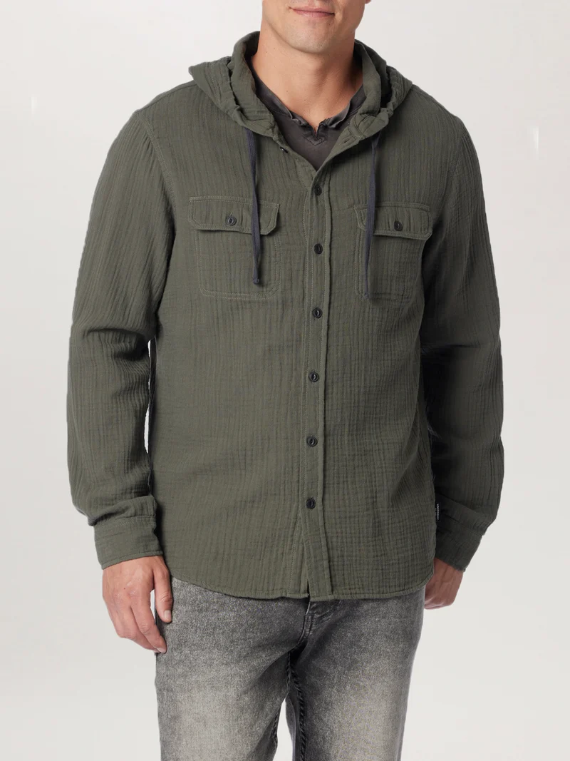 Hughie Gauze Button-Up Hoodie