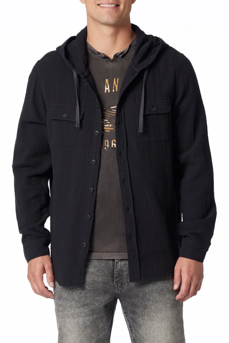 Hughie Gauze Button-Up Hoodie