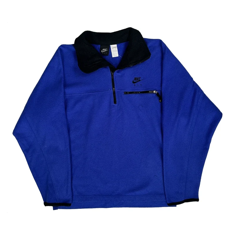 Nike Collared Fleece - Large Blue Polyester