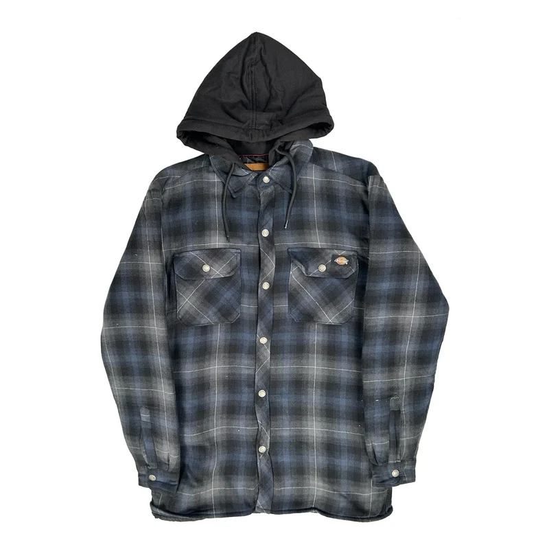 Dickies Checked Jacket - Small Blue Cotton
