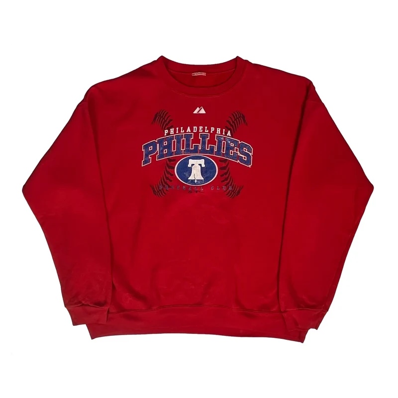 Philadelphia Phillies Majestic Mlb Sweatshirt - XL Red Cotton