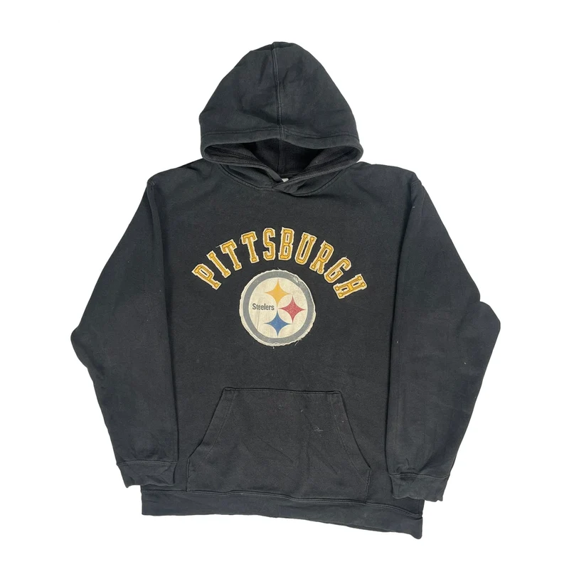 Steelers Nfl Hoodie - Large Black Cotton