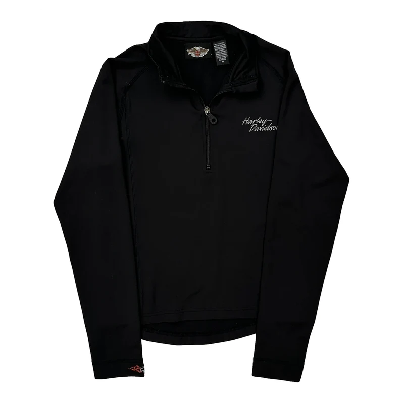 Harley Davidson 1/4 Zip - Medium Black Polyester