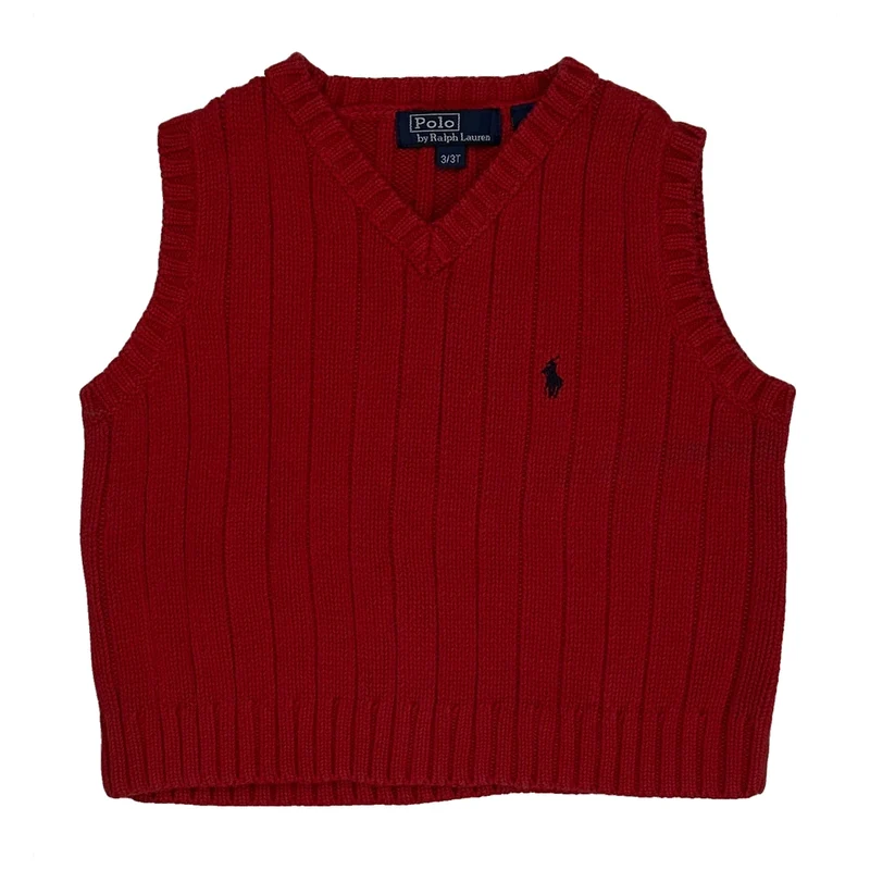 Age 3 Polo By Ralph Lauren Sweater Vest - XS Red Cotton