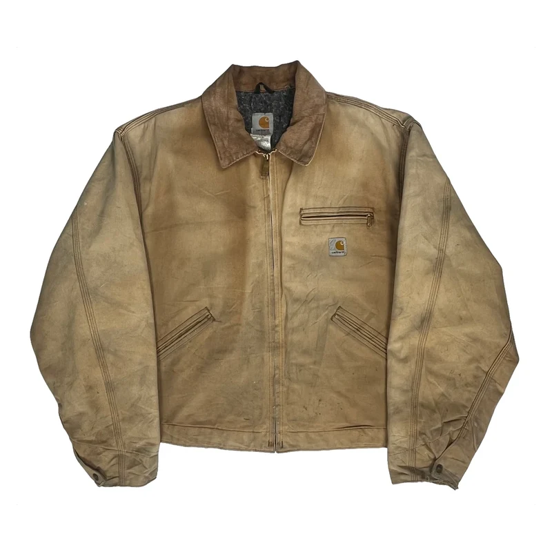 Made In USA Carhartt J01 Brn Detroit Jacket - XL Beige Cotton