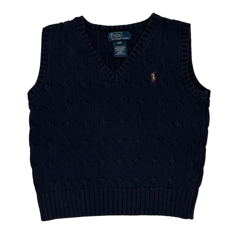Age 4 Polo By Ralph Lauren Sweater Vest - Small Navy Cotton