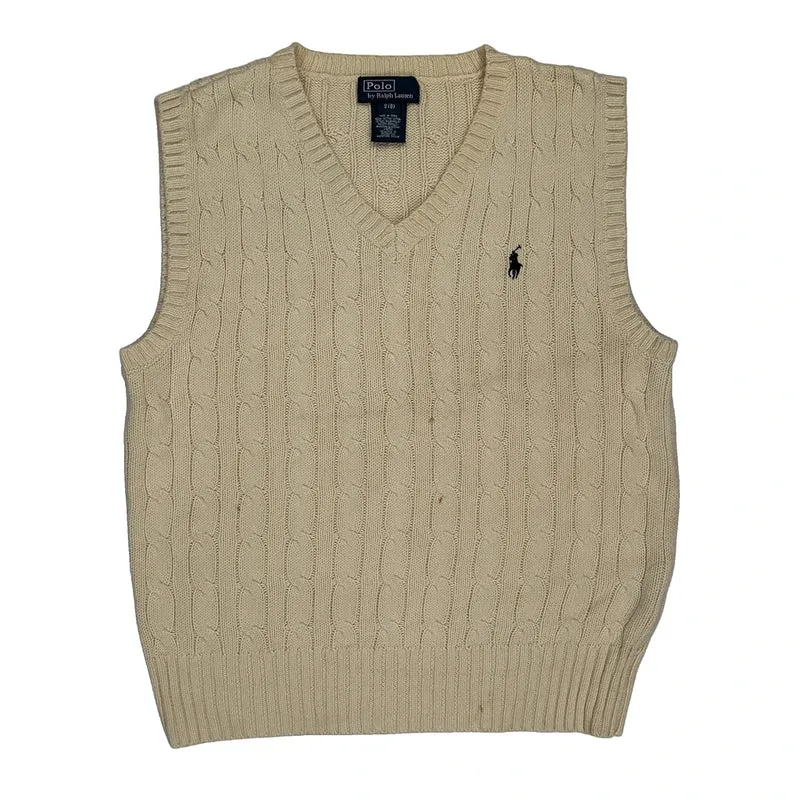 Age 8 Polo By Ralph Lauren Sweater Vest - Small Cream Cotton