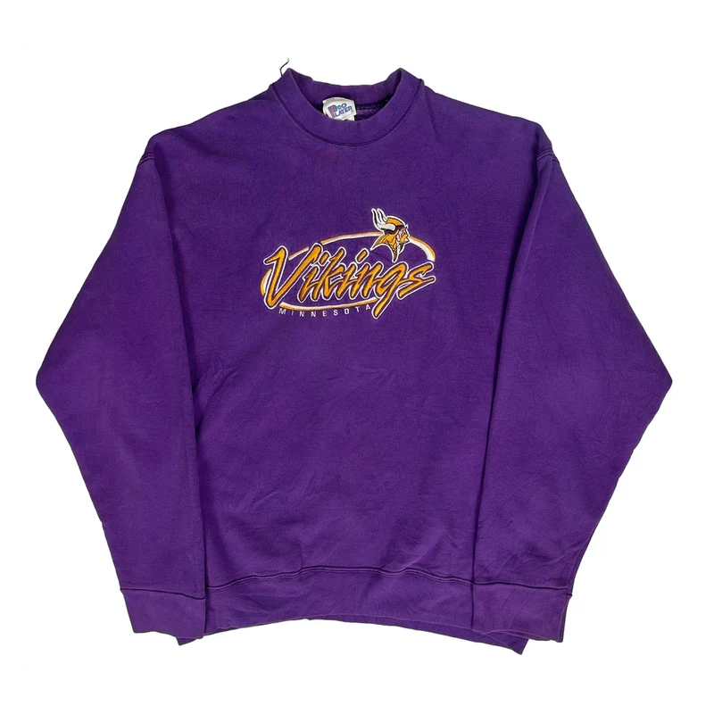 Made In USA, Minnesota Vikings Pro Player Nfl Sweatshirt - XL Purple Cotton
