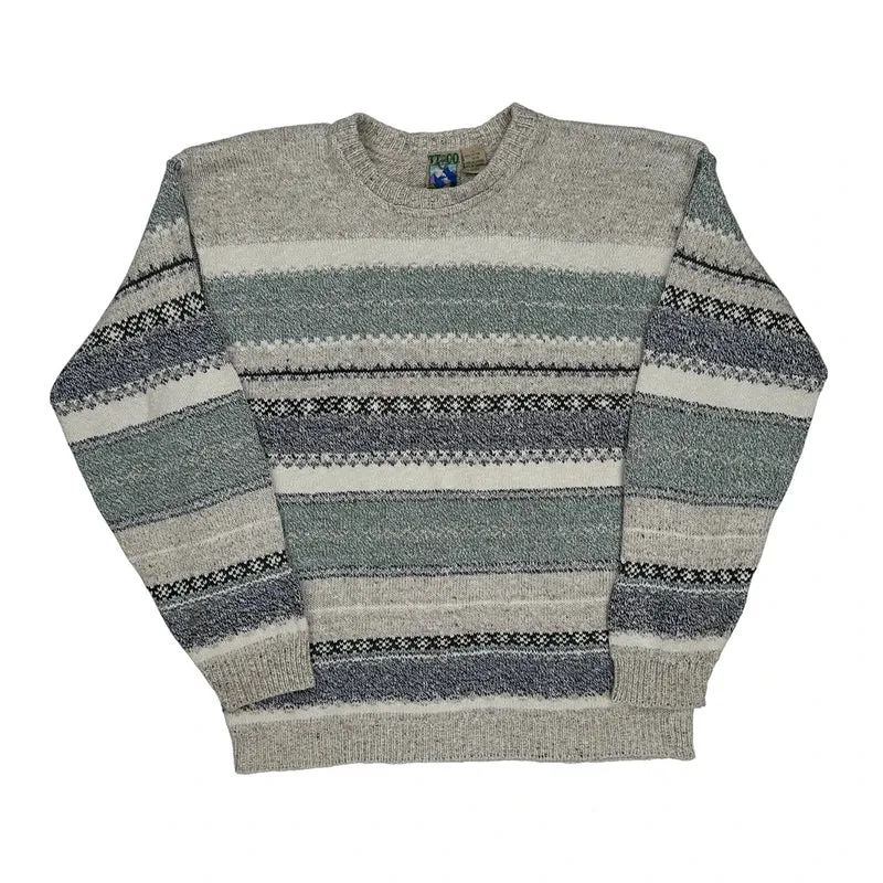 Unbranded Striped Jumper - Large Grey Cotton