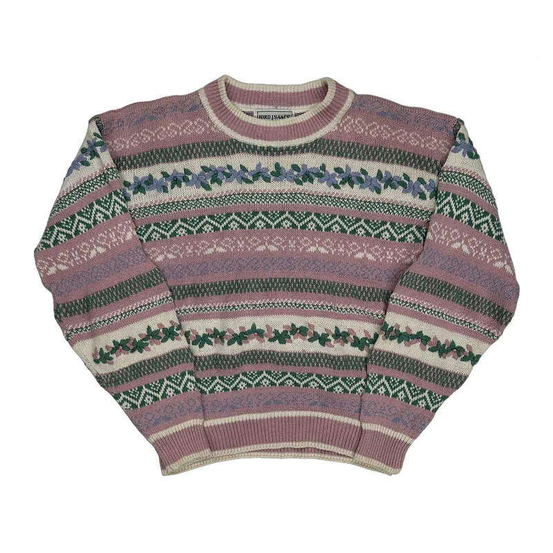Unbranded Floral Jumper - Medium Pink Cotton