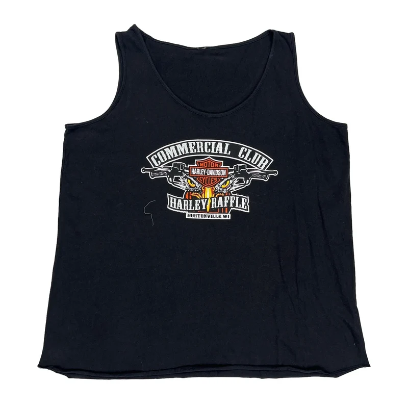 Harley Raffle Harley Davidson Graphic Vest - XL Black Cotton