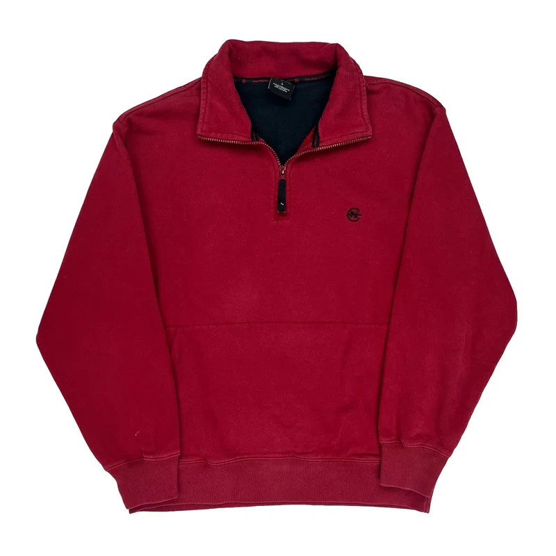 Nautica 1/4 Zip - Large Red Cotton Blend