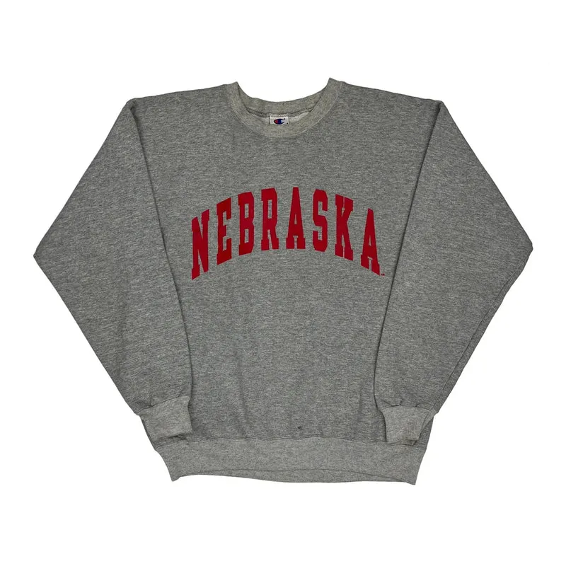 Nebraska Champion College Sweatshirt - Medium Grey Cotton