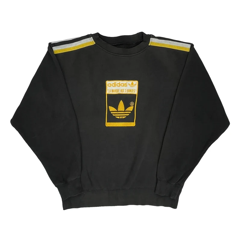 La Marque Aux 3 Bandes Adidas Graphic Sweatshirt - Large Black Cotton
