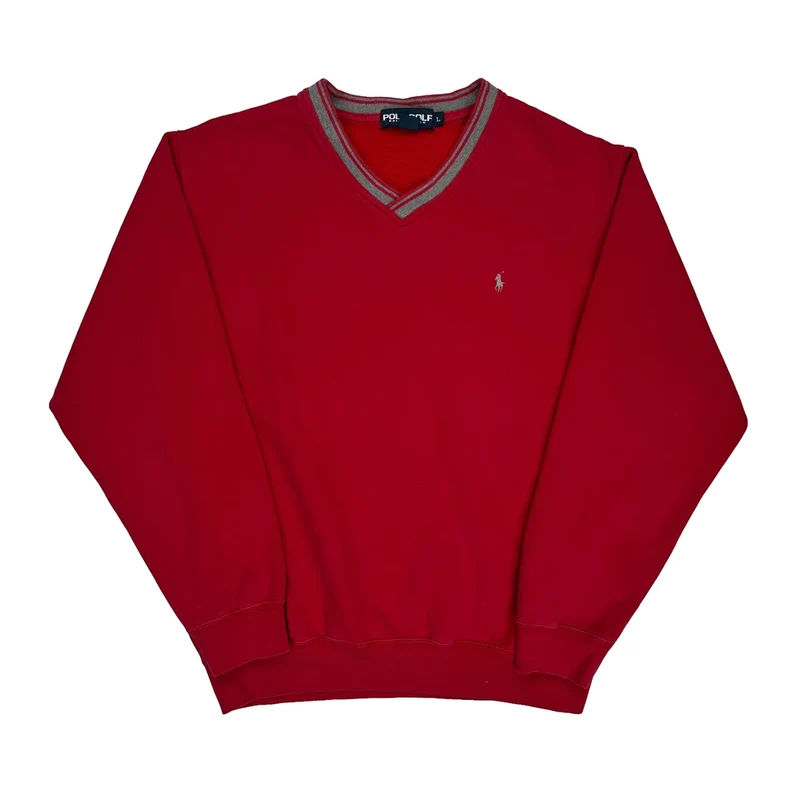 Polo Golf Ralph Lauren Sweatshirt - Large Red Cotton Blend