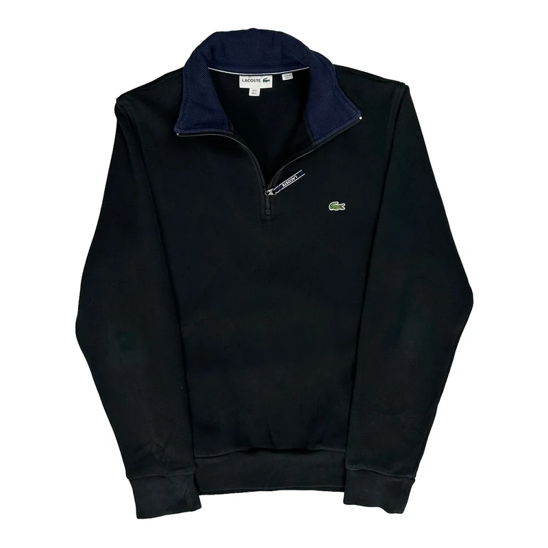 Lacoste Collared Jumper - Large Black Cotton