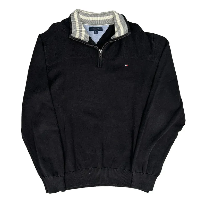 Tommy Hilfiger Collared Jumper - XL Black Cotton