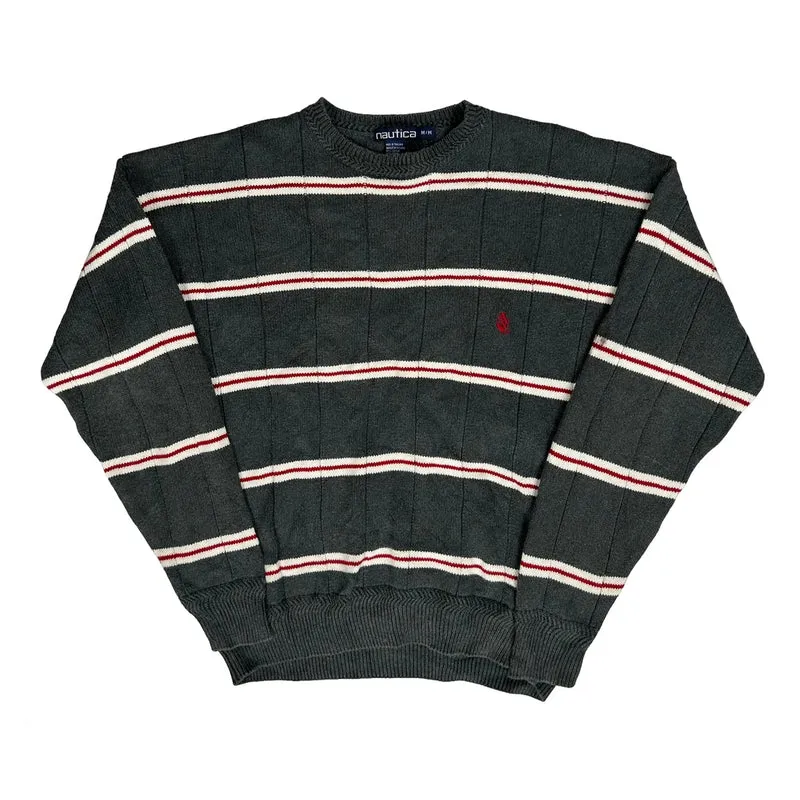 Nautica Striped Jumper - Medium Grey Cotton