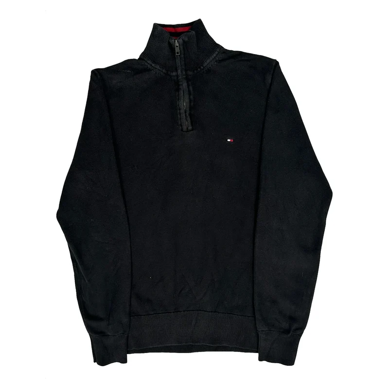 Tommy Hilfiger 1/4 Zip - Large Black Cotton