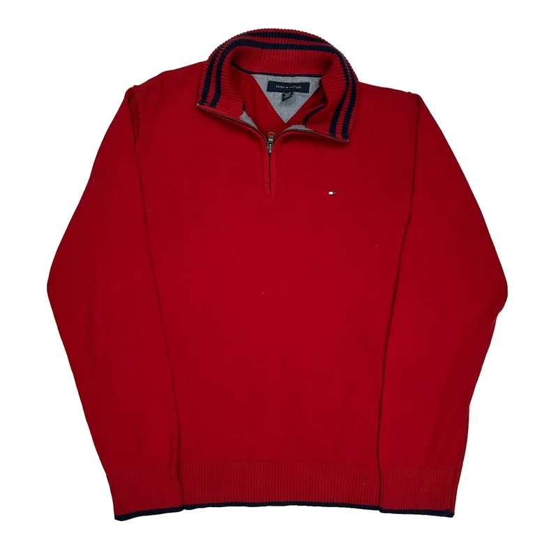 Tommy Hilfiger 1/4 Zip - XL Red Cotton