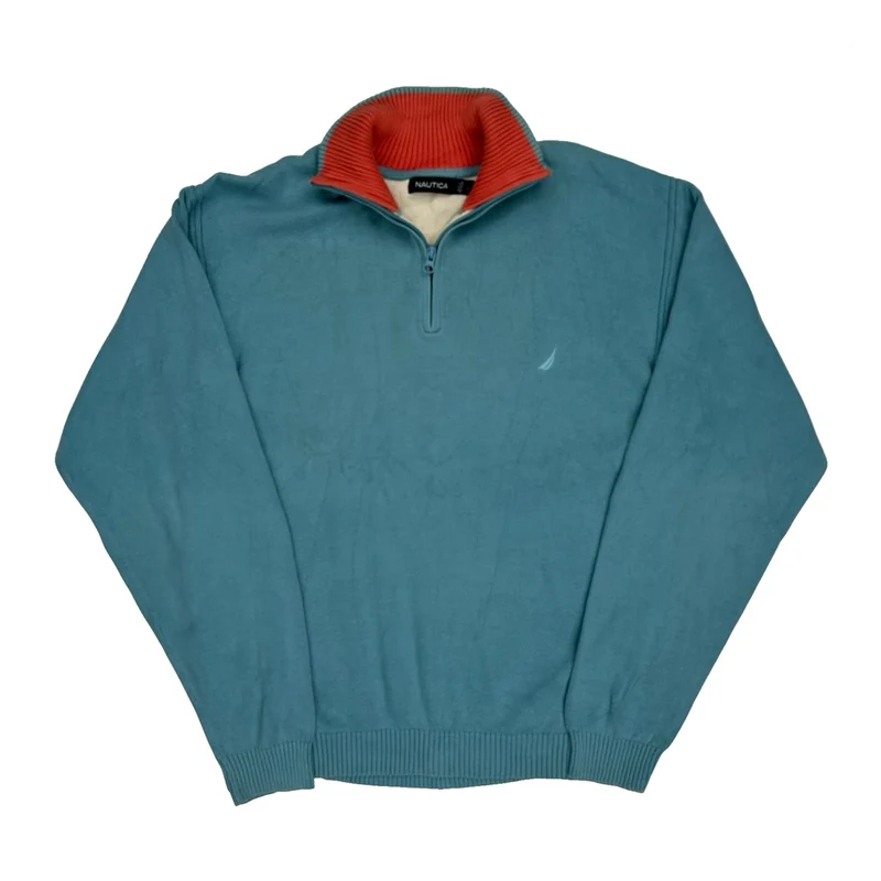 Nautica 1/4 Zip - Large Blue Cotton