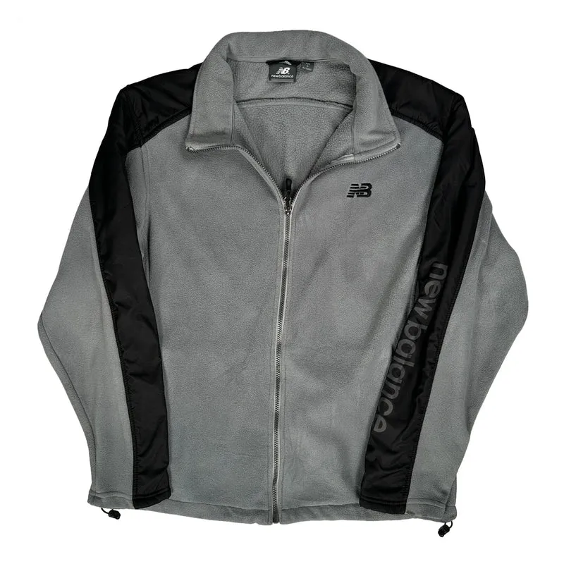 New Balance Spellout Fleece Jacket - Large Grey Polyester