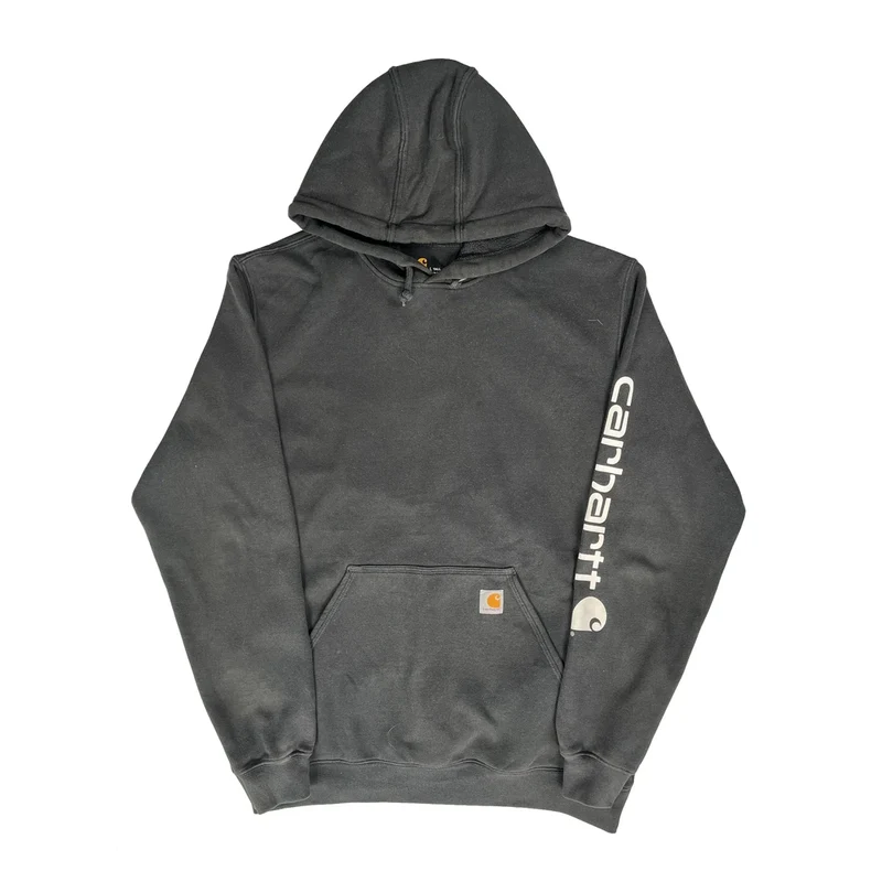 Carhartt Spellout Hoodie - Large Grey Cotton Blend