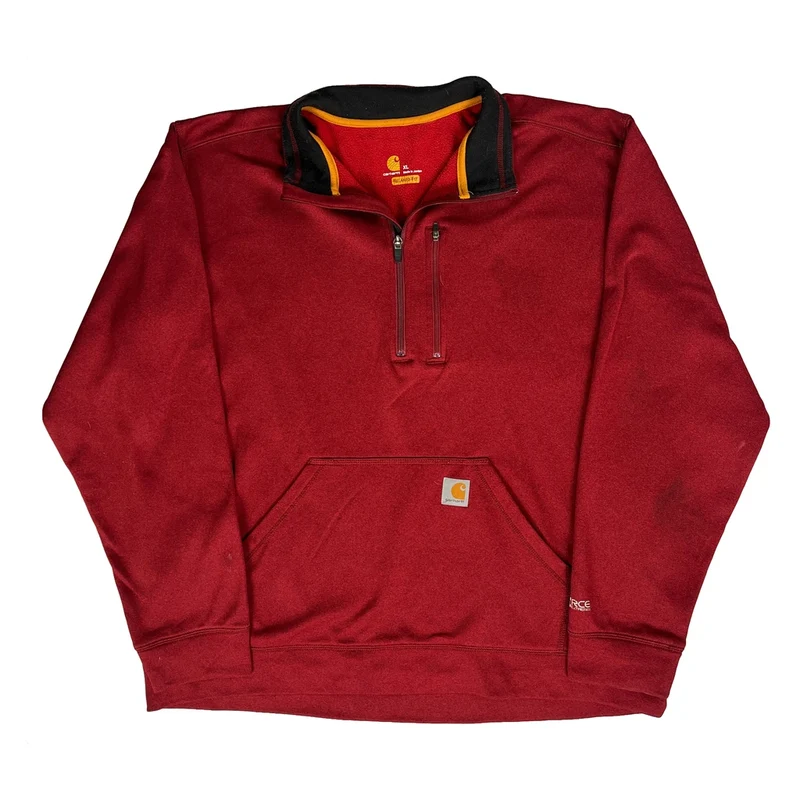 Carhartt 1/4 Zip - XL Red Polyester